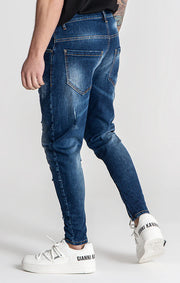 Dark Blue Distressed Zip Jeans Gianni Kavanagh