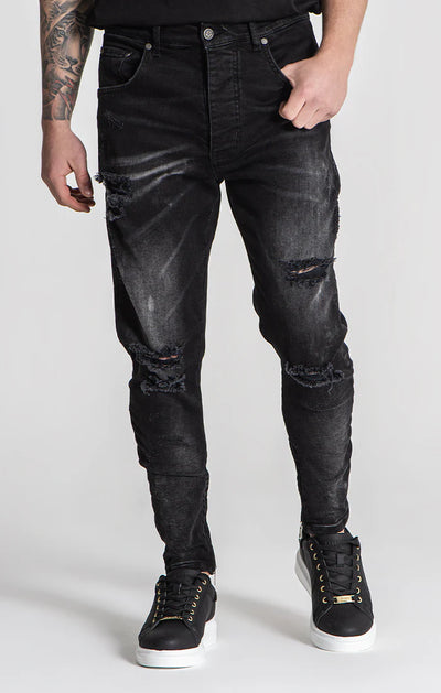 Gold Distressed Zip Jeans Gianni Kavanagh