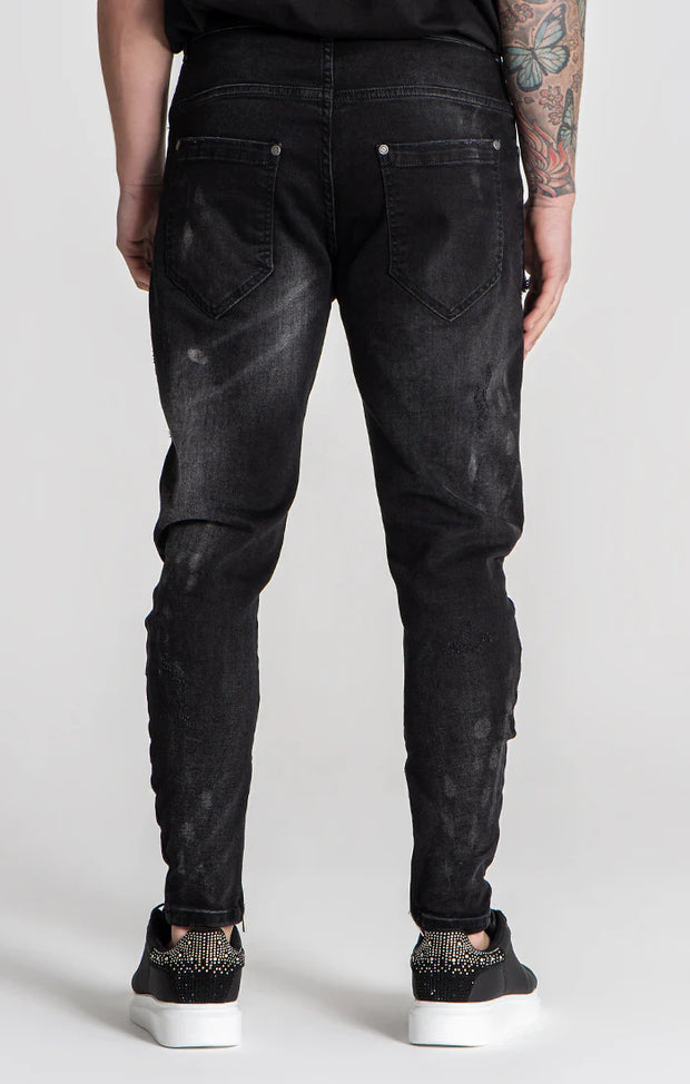 Gold Distressed Zip Jeans Gianni Kavanagh