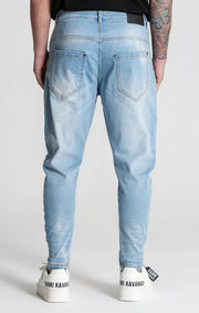 Light Blue Distressed Zip Jeans Gianni Kavanagh