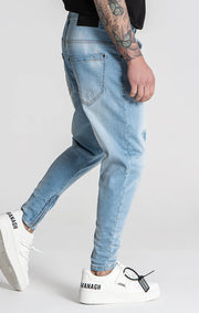 Light Blue Distressed Zip Jeans Gianni Kavanagh