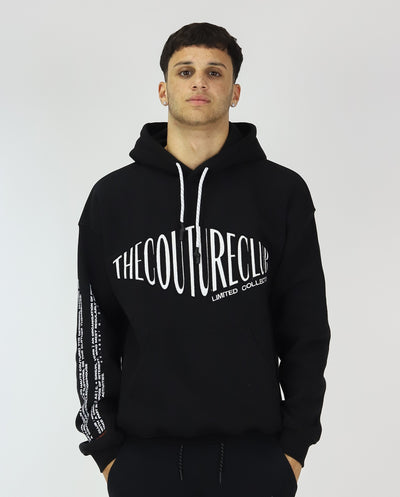 Oversized Front Print Relaxed Fit Hoodie Black Couture