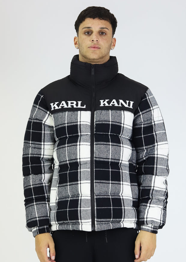 Retro Block Flannel Puffer Jacket Black/White Karl Kani